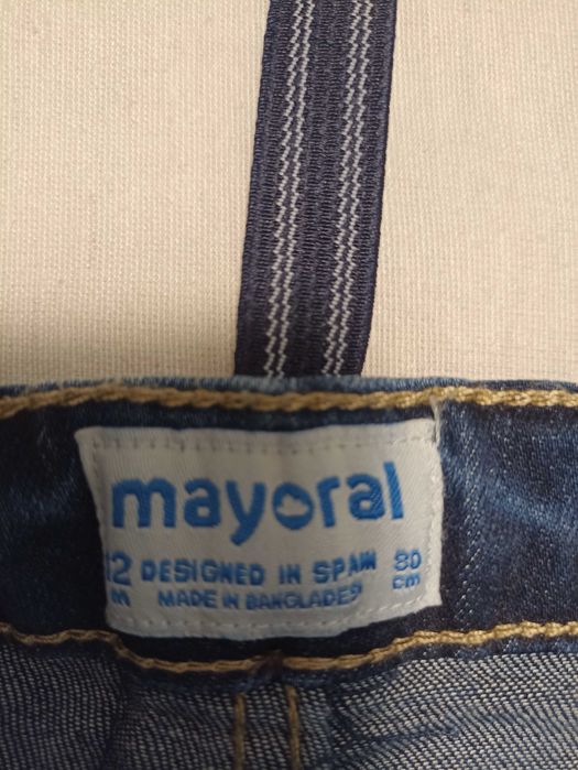 Бебешки комплект дънки, риза и жилетка. Zara и Mayoral, от 12 мес.