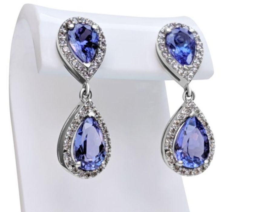 Cercei cu diamante și tanzanite