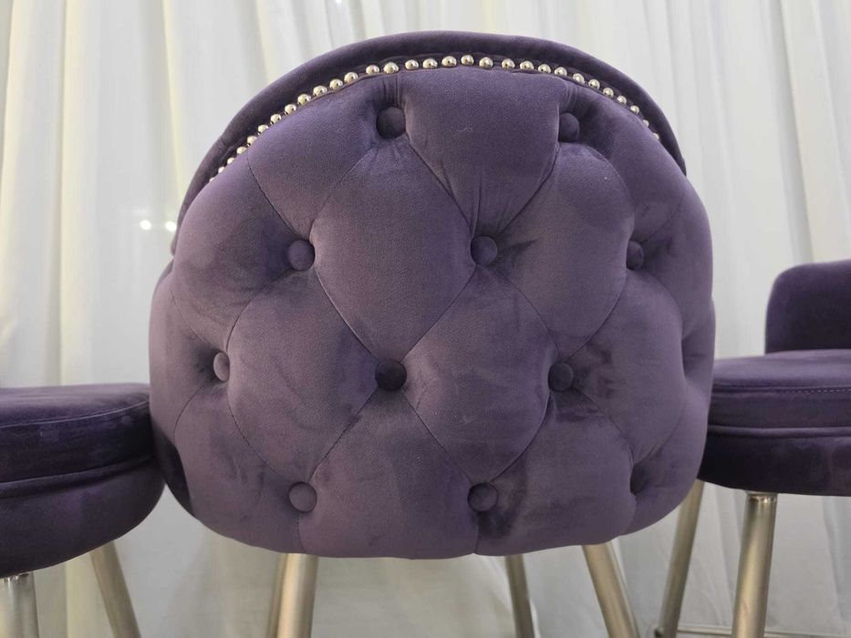 Scaune de Bar stil Chesterfield mov (set de 4)