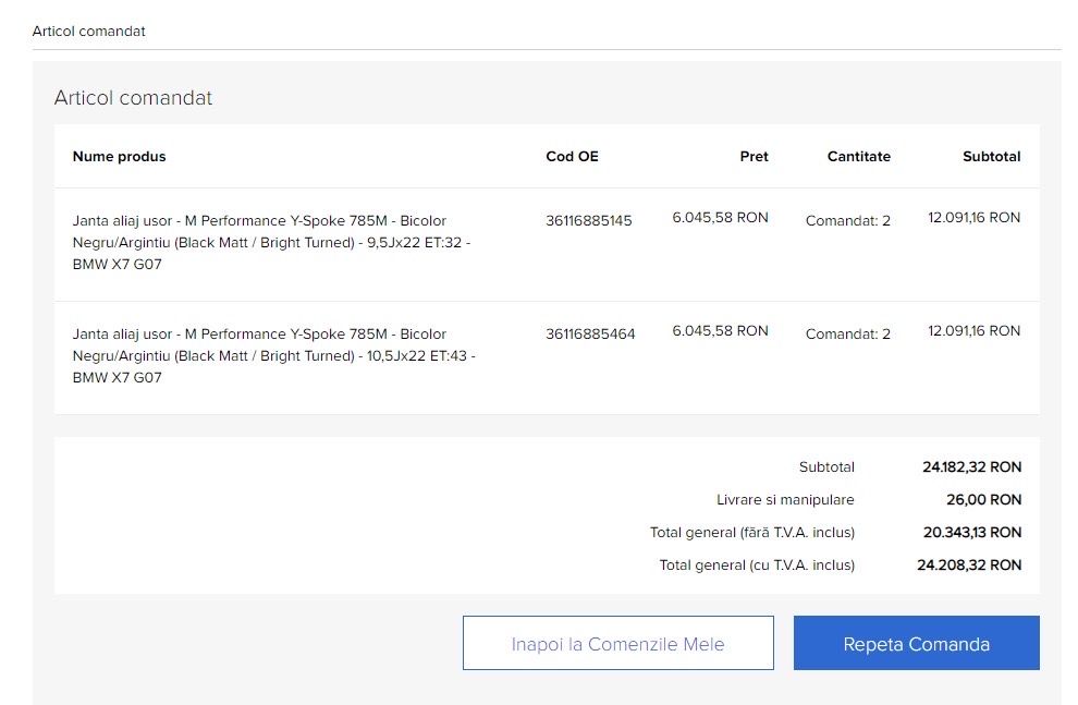 Set 4 jante 22 originale BMW pentru X7 G07