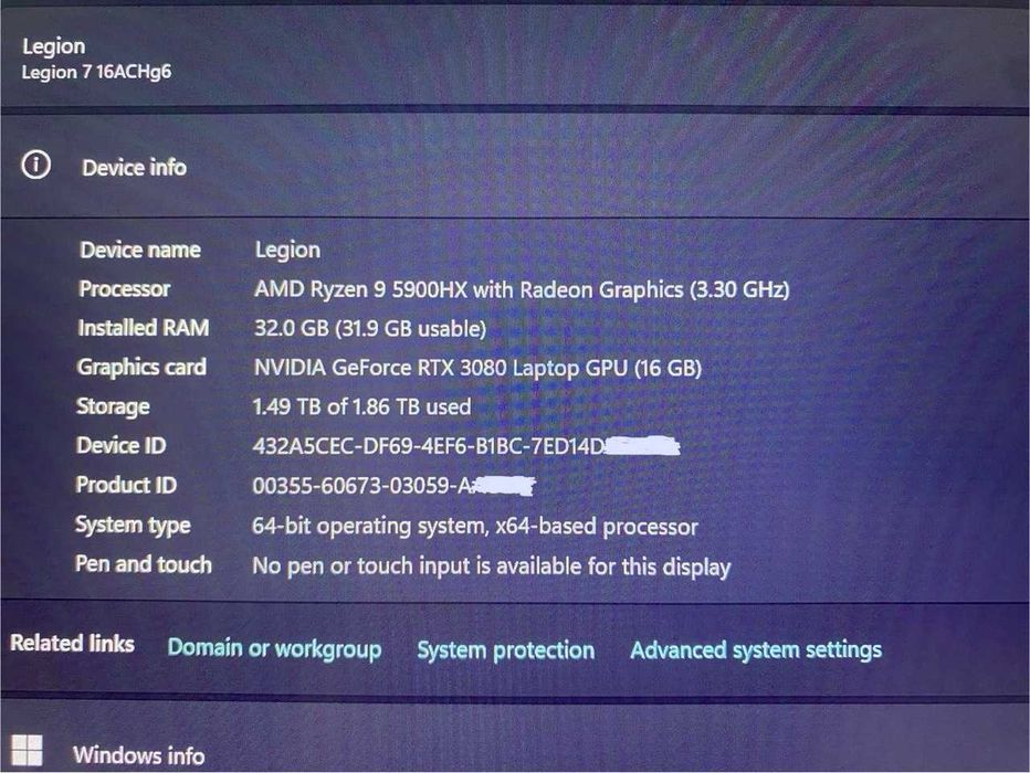Ноутбук Lenovo Legion 7