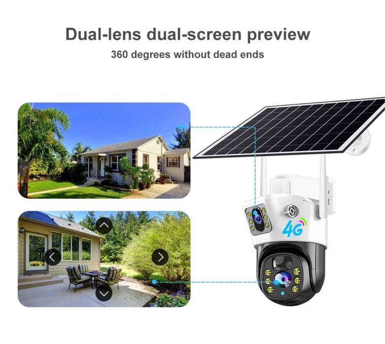 Солнечная камера 4MG PTZ 360 FullHD 4G sim- картой, Solar camera
