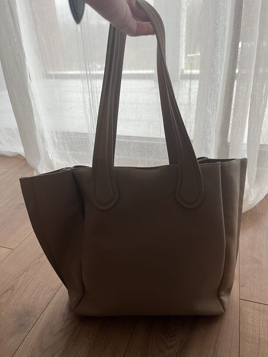 Zara tote bag бежаво-сива