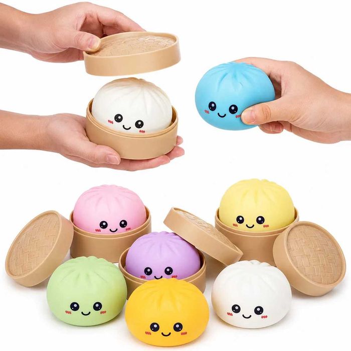 Jucărie antistres Squishy Dumpling, jucărie senzorială moale de strâns, gălușcă culoare Surpriză în cutie 10 cm