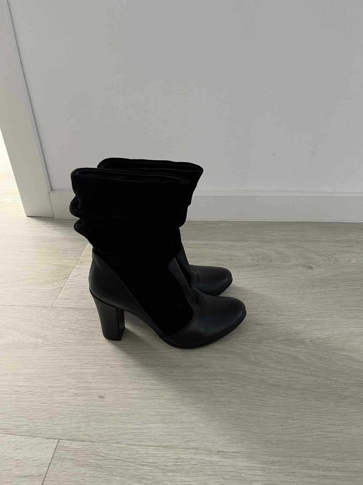 Cizme scurte negre piele naturala