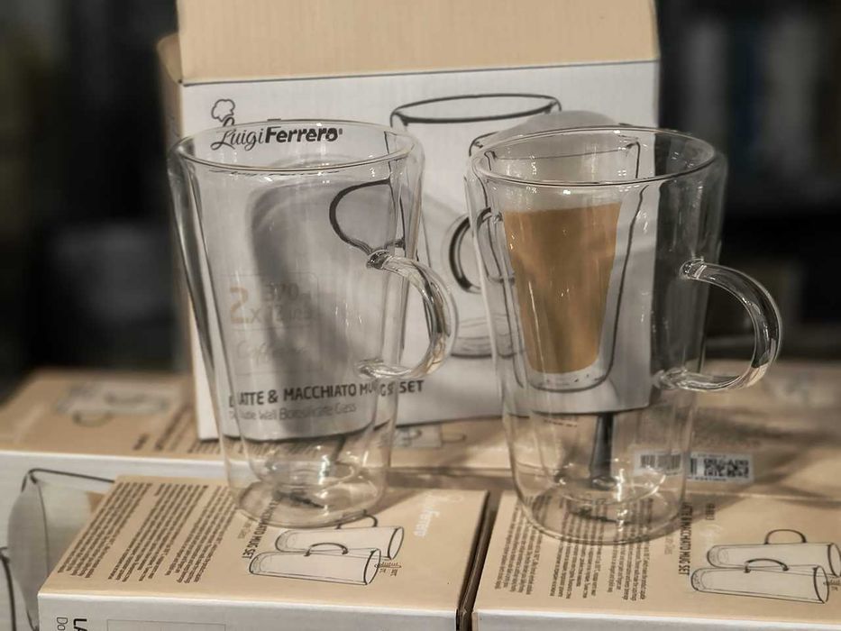 НОВИ! Комплект термочаши за кафе Latte & Macchiato Luigi Ferrero - с двойни стени чаши за капучино