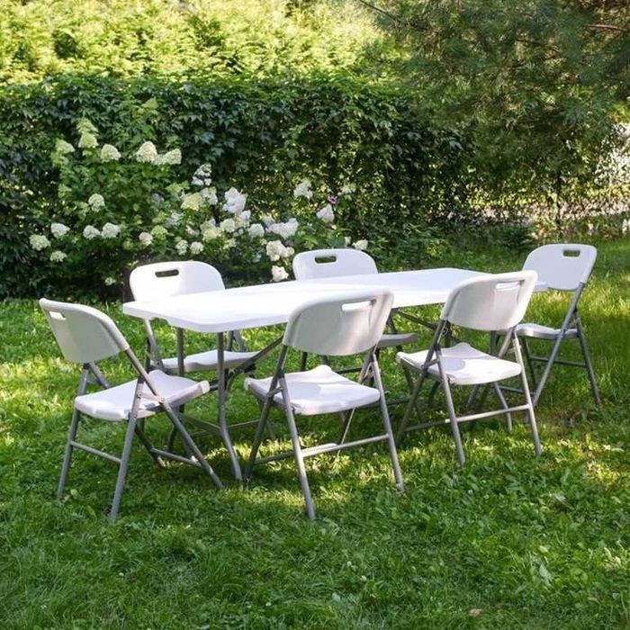 Masa Pliabila Alba Camping Gradina Curte Evenimente Terasa 180x70x74cm