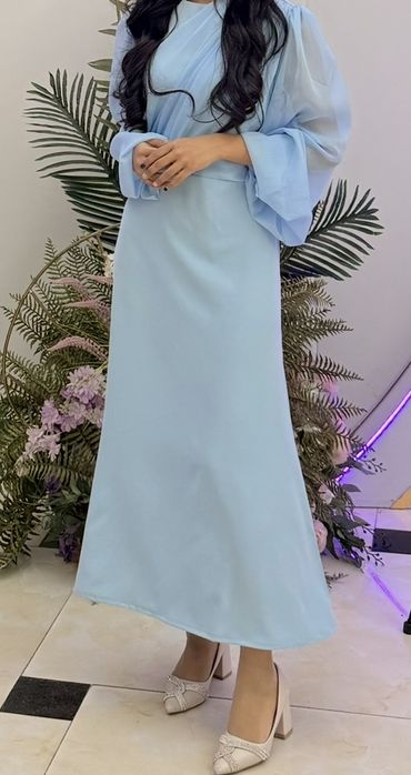 платье вечернее голубое длинное