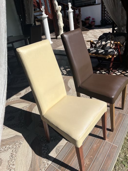 Scaune elegante maro si crem