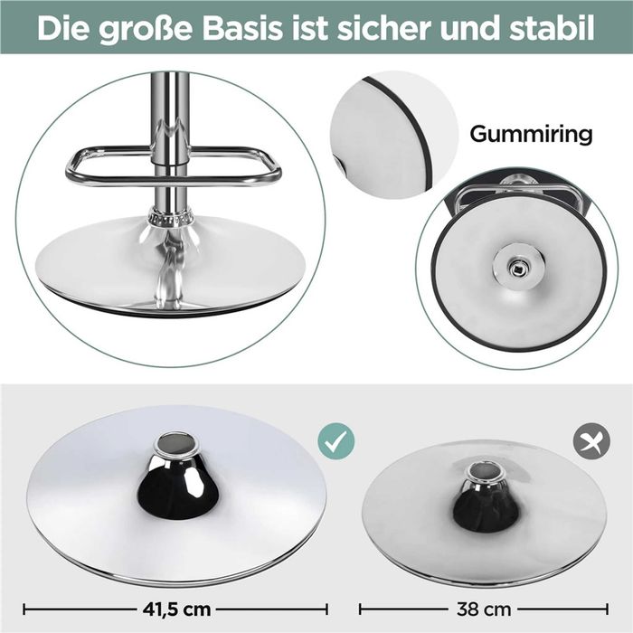 Set 2 scaune bar reglabile, rotative, piele PU |S 614160 Black(2pcs)