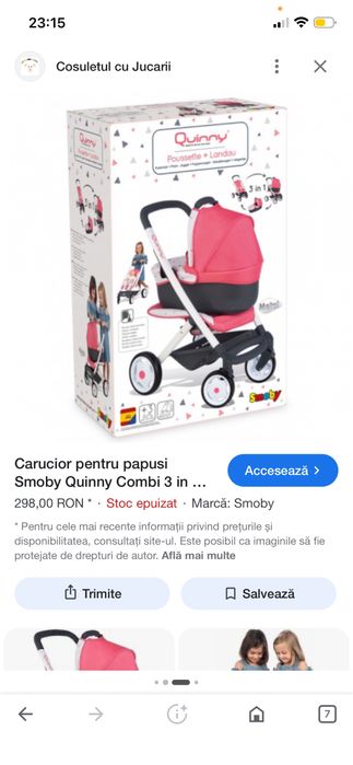 Carucior pentru papusi 3 in 1