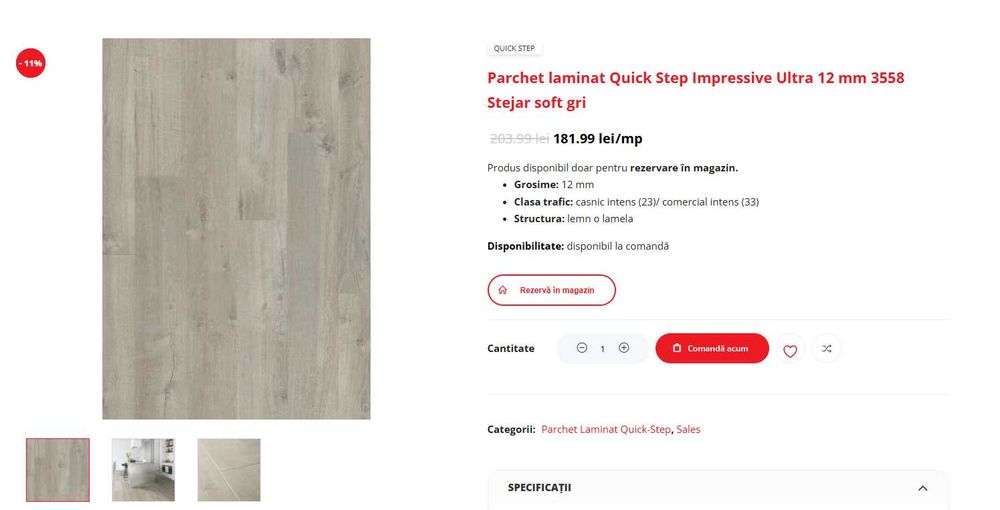 Parchet laminat Quick Step Impressive Ultra 6,5 mp, 12mm grosime