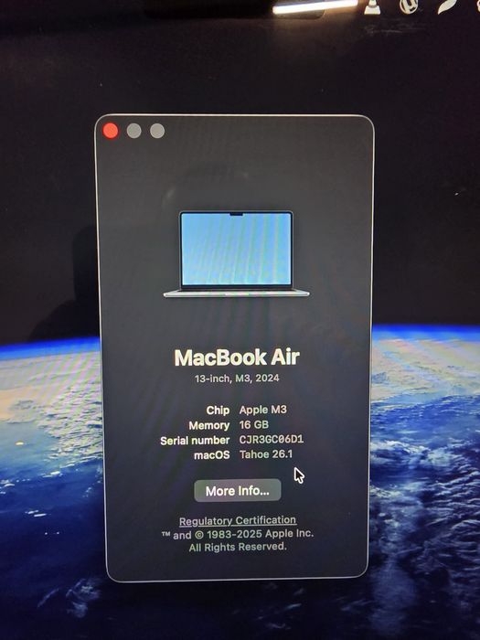Macbook air M3 16gb ram 256 ssd