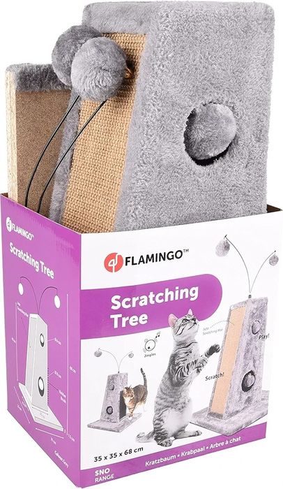 Драскала за котки с гумена четка и две камбанки