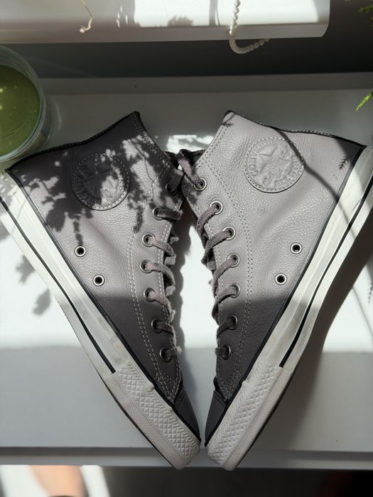 Ghete Converse All Star din Piele Gri Mărimea 38 (24.5 cm) Stare Excelentă