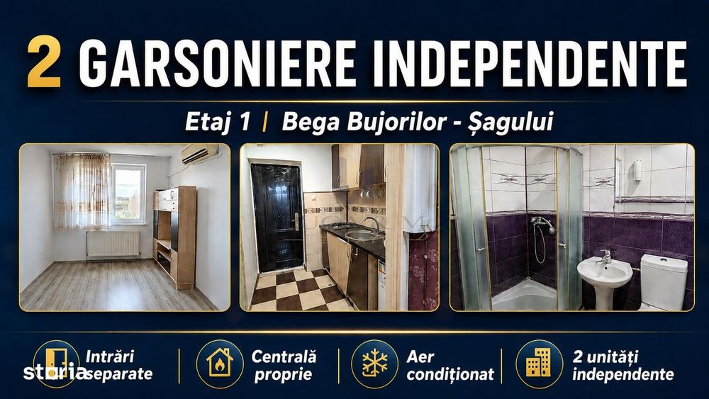 Investitie sigura , 2 garsoniere independente ,Etaj 1 langa Bega Bujo — fotografia 1