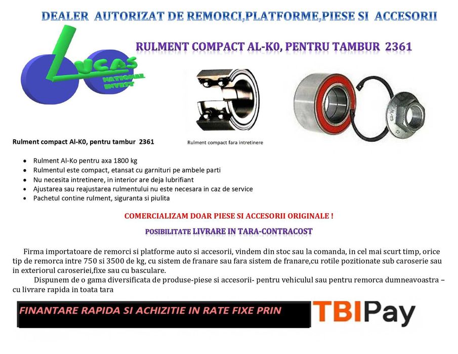 Rulment compact Al-Ko, pentru tambur 2361