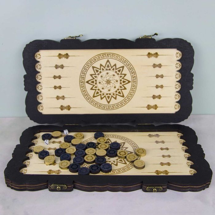 Нарды деревянные малые резные черные