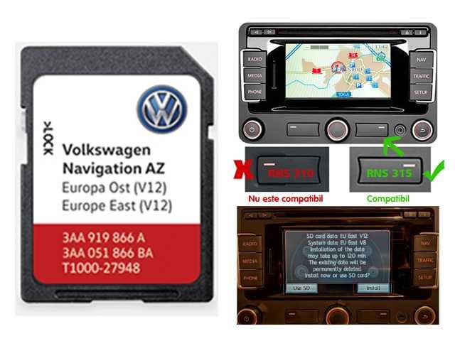 Card hărți navigație RNS 315 Volkswagen Passat B7 Golf 6 Sharan Tiguan