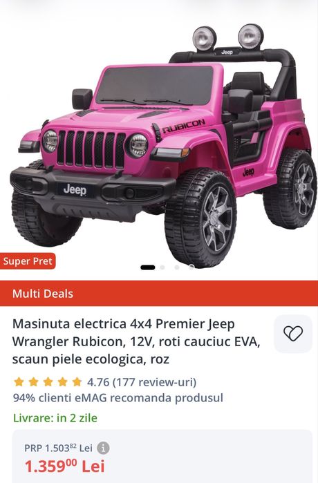 Masinuta electrica 4x4 Premier Jeep Wrangler