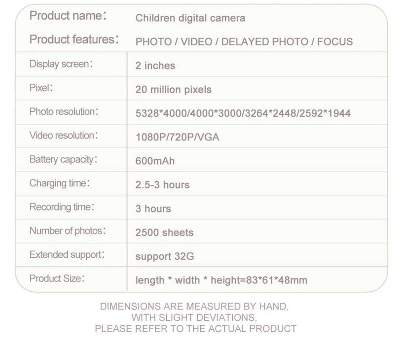 Детски фотоапарат STELS W320, Игри, HD Камера, Розов