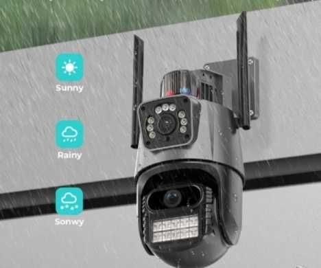 8 Mpx. Двойна вътрешна/външна WIFI камера+AI аларма/въртяща