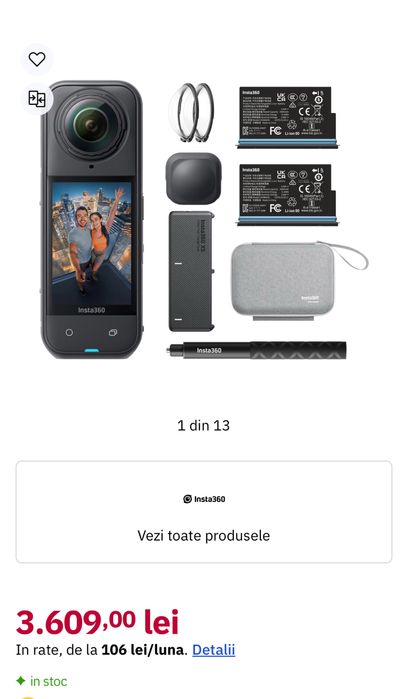 INSTA360 X5 Essentials Bundle, sigilat, pachet EXTRA FULL, OCAZIE