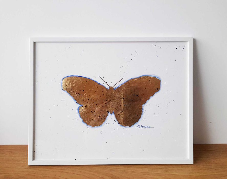 Fluturi pictați manual – acuarelă pe hârtie