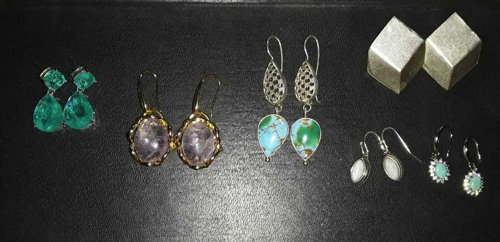 Серьги с натуральным камнем, браслет