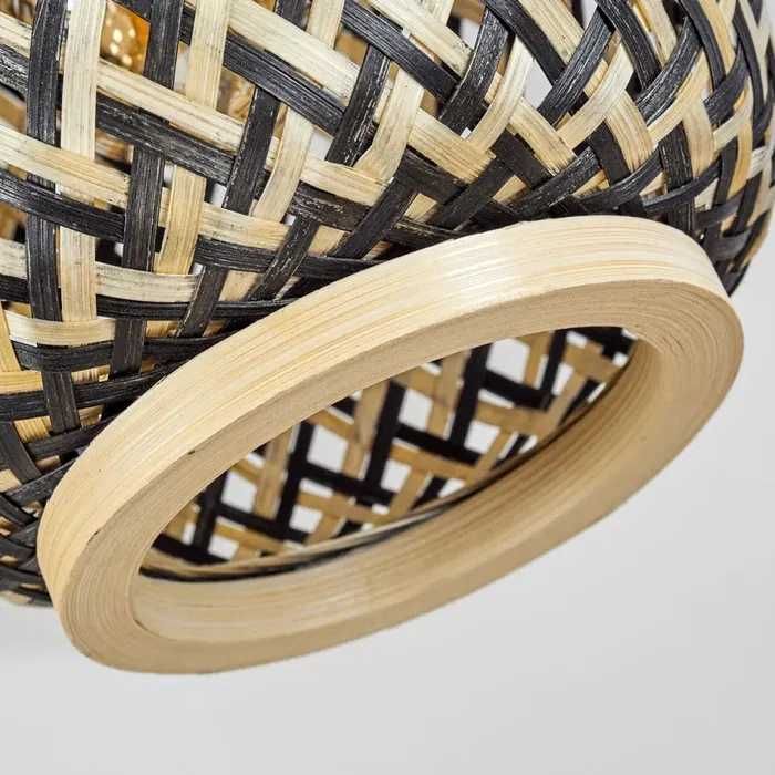 Ретро бамбук плетен висящa лампи Полилей винтидж, черна основа 221