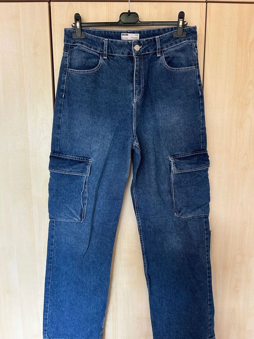 Чисто нави, тъмносиви карго дънки в размер EUR-40