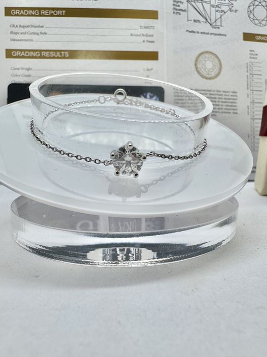 Сребърна гривна с мойсанит (Диамант) 1 карат