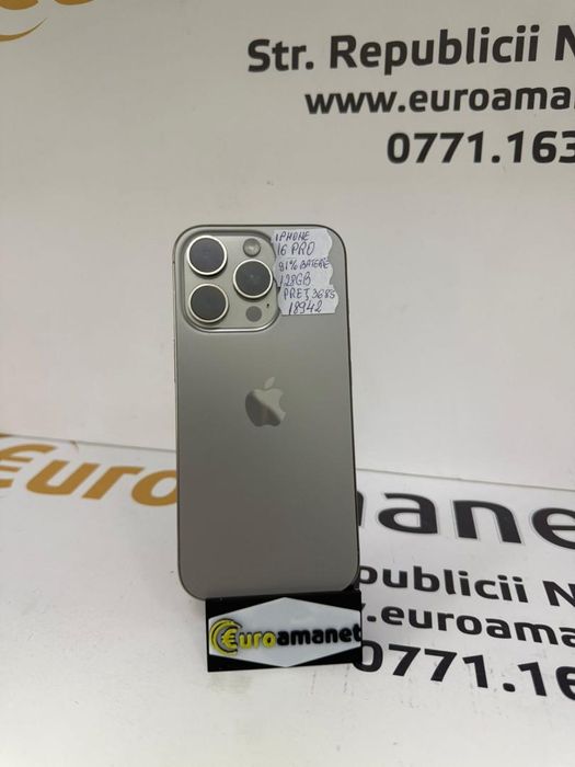 Telefon mobil Apple iPhone 16 Pro, 128 gb, 5G, Natural Titanium -G-