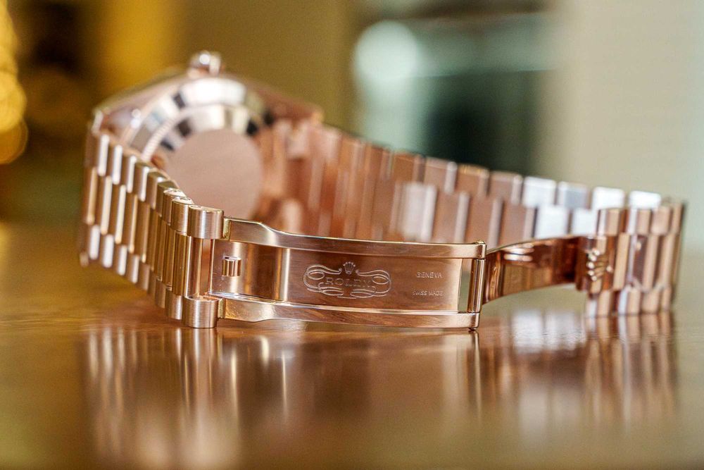 Ceas Rar Rolex Day-Date 40, Eisenkiesel dial, rose gold, full set