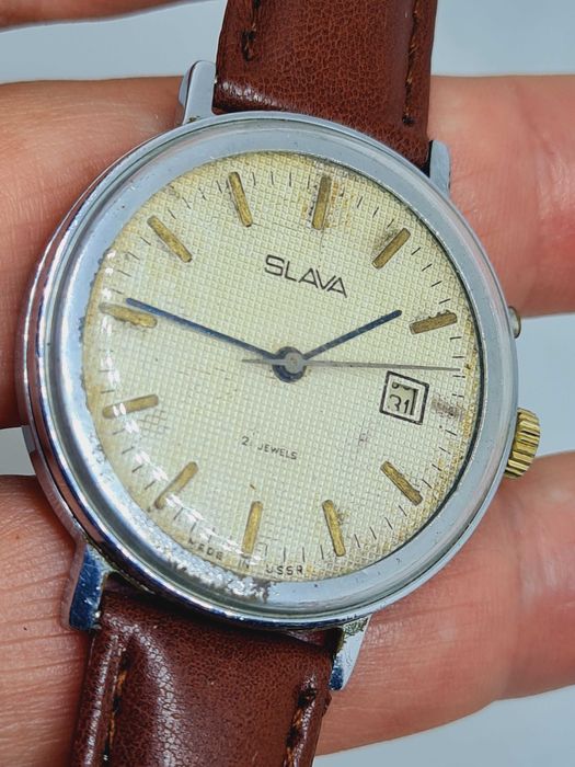ceas SLAVA cal. 2414, 21 rubine, anii 70, stare bună, funcțional