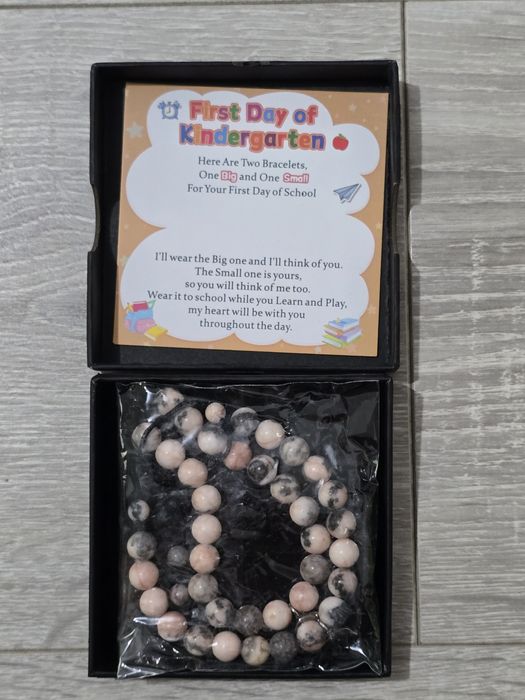 Set 2 brățări SUNSH cu ursuleț – mamă & copil, pietre naturale roz