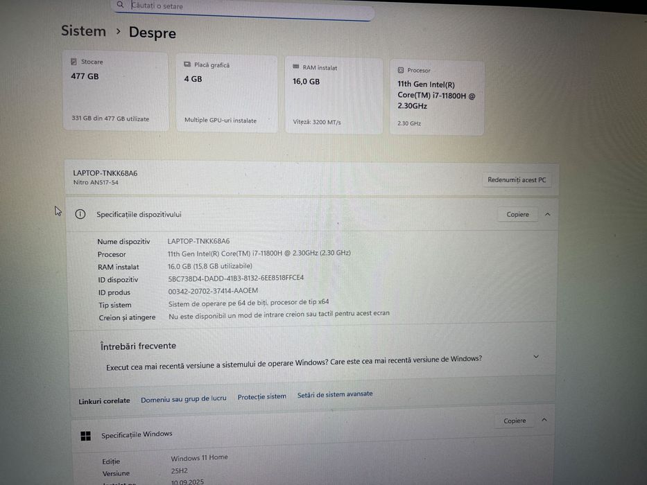 Vând Laptop Acer Nitro