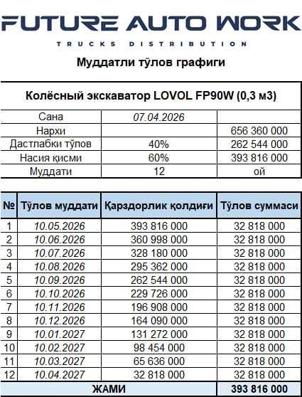 Lovol FP90W Бошланги 40% тулов билан