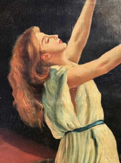 Tablou f VECHI, 106 ani, ulei/panza, semnat si data 1920, mare 90x60cm