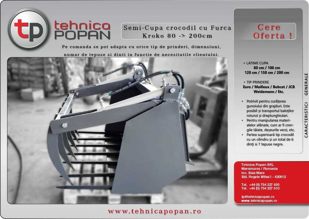 Furca tip crocodil-Toate latimile si sistemele de prindere la comanda.