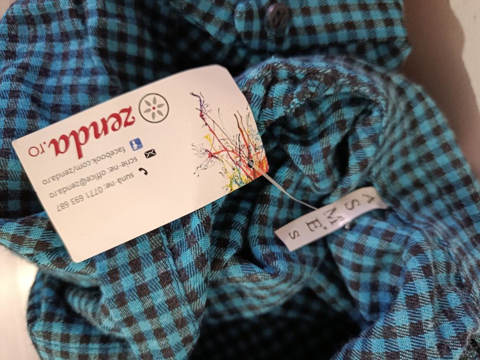 Cămașă nouă albastru pătrățele mărimea S office Punk Rock style