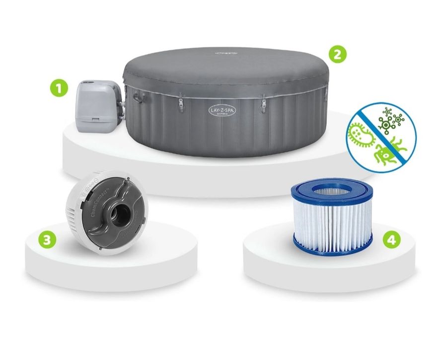 Джакузи 7местно SANTORINI HYDROJET 2.16м/2.16м Bestway гаранция 2г нови