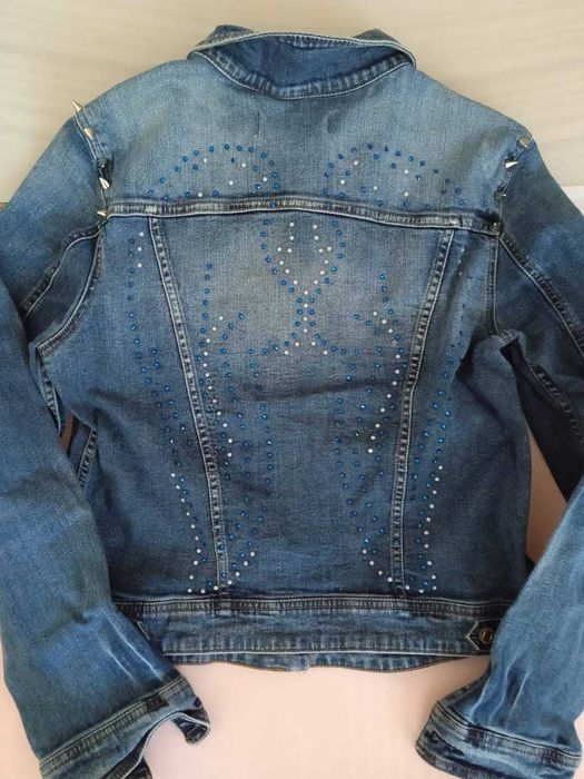 Жакет Яке дънково с камъни Сваровски размер L