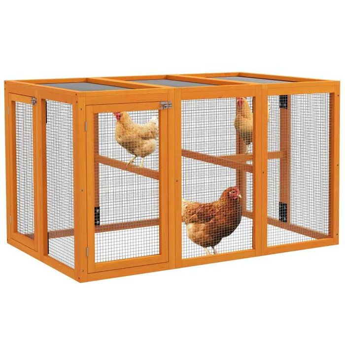 Кокошарник PawHut за 1-3 пилета, дървена рамка, стоманена тел