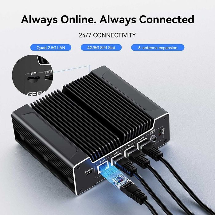 Промышленный МиниПк GEEKOM iX12 N95 8/256G VMware Proxmox VPN Firewall