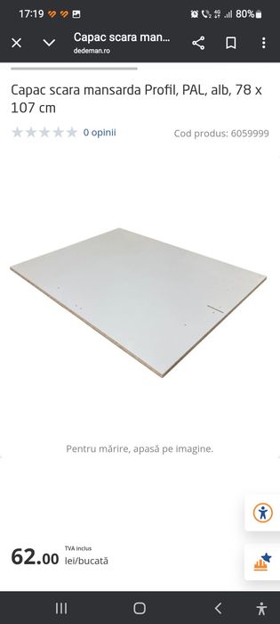 Vând capac scara pod si garnitura