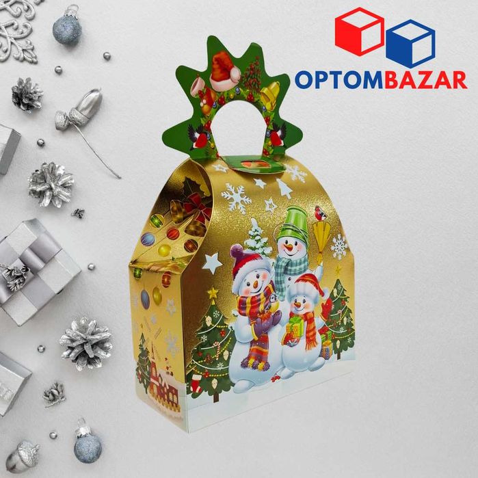 Yangi yil sovg'alari uchun oqlangan ko'k va oltin karobka!