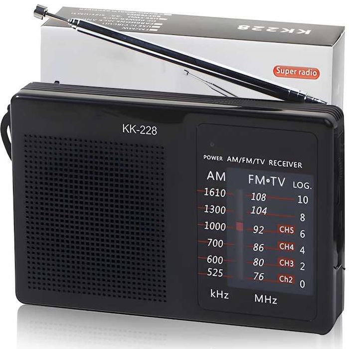 Radio portabil mufa casti AUX Jack 3.5mm,antena telescopica, FM/AM,nou