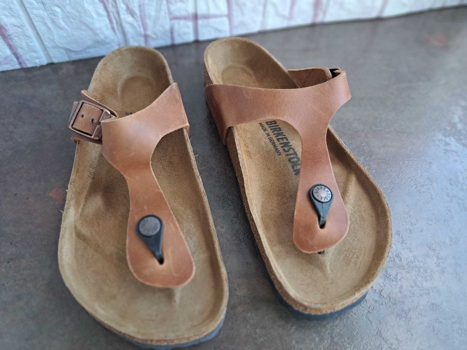 дамски чехли,Birkenstock,летни отворени обувки,кафяви кожени чехли,Нови!