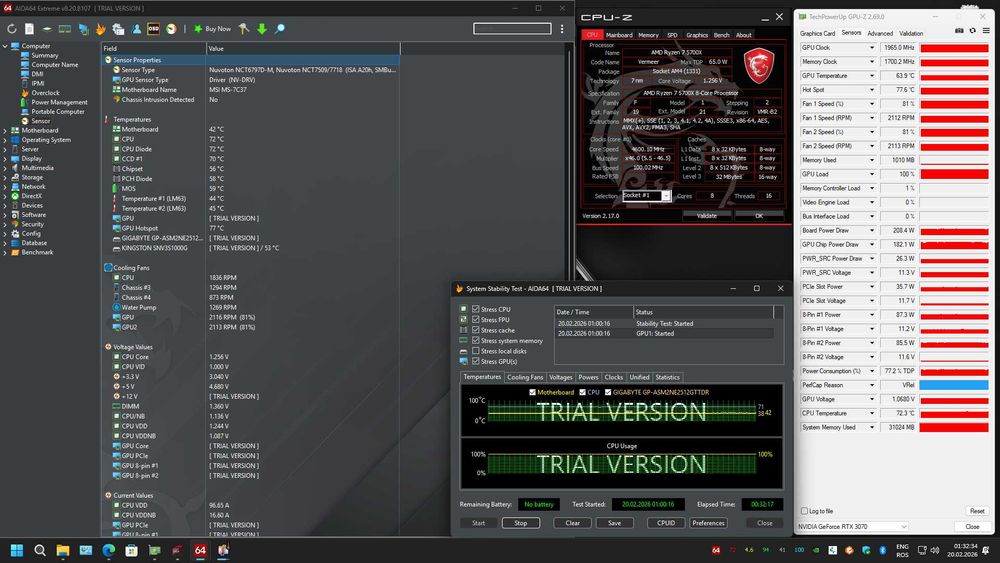Caclulator/PC GAMING RYZEN7 5700X + RTX AORUS  3070 + Ram 3600 32 GB